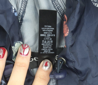 George Women's Blue Butterfly Print Hooded Rain Jacket UK 8-10