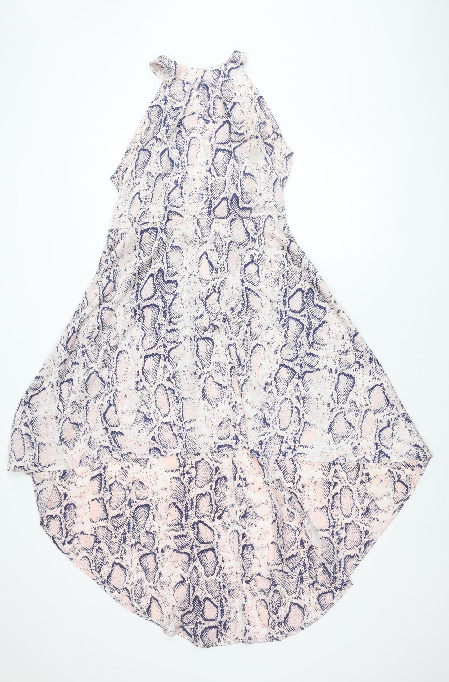 Blue Vanilla Womens Pink Blue Animal Print Sleeveless Midi Dress UK 14