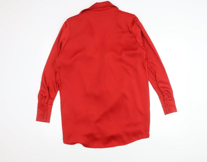 Peace + Love Womens Red Shirt Dress Size S Long Sleeve Cowl Neck