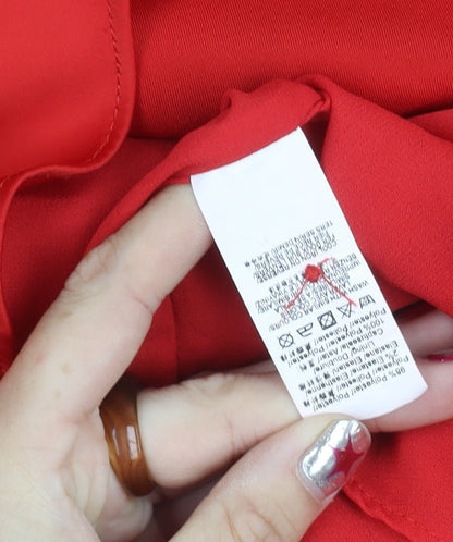 Peace + Love Womens Red Shirt Dress Size S Long Sleeve Cowl Neck
