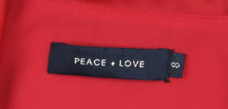 Peace + Love Womens Red Shirt Dress Size S Long Sleeve Cowl Neck
