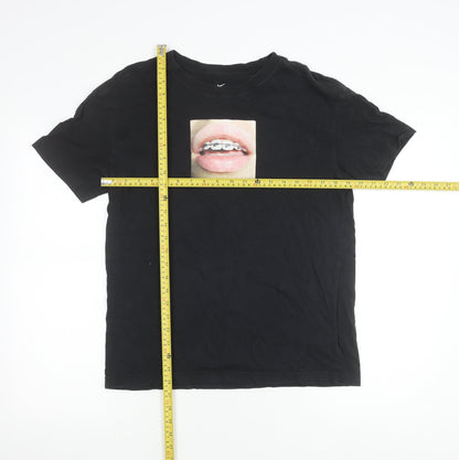 Nike Mens Black Graphic Print Cotton T-Shirt Size S Crew Neck