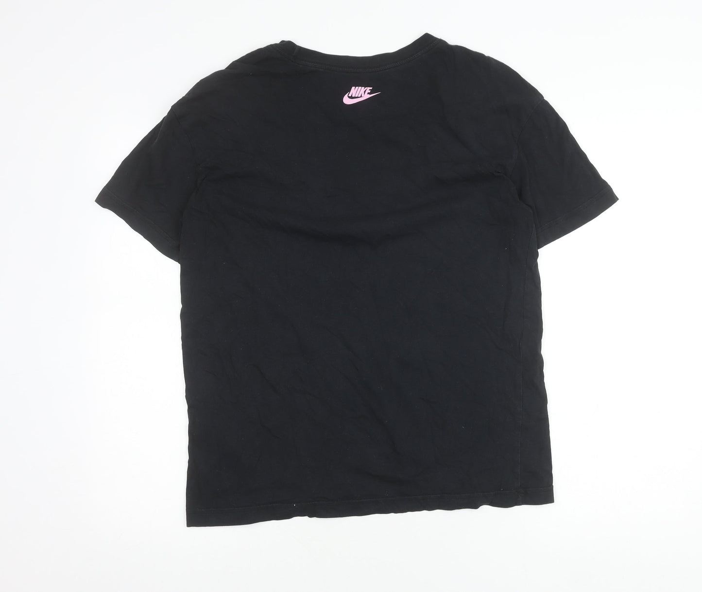 Nike Mens Black Graphic Print Cotton T-Shirt Size S Crew Neck