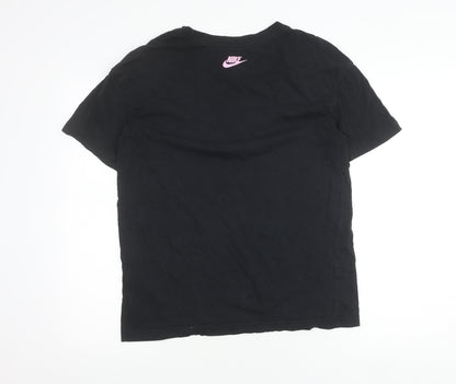 Nike Mens Black Graphic Print Cotton T-Shirt Size S Crew Neck