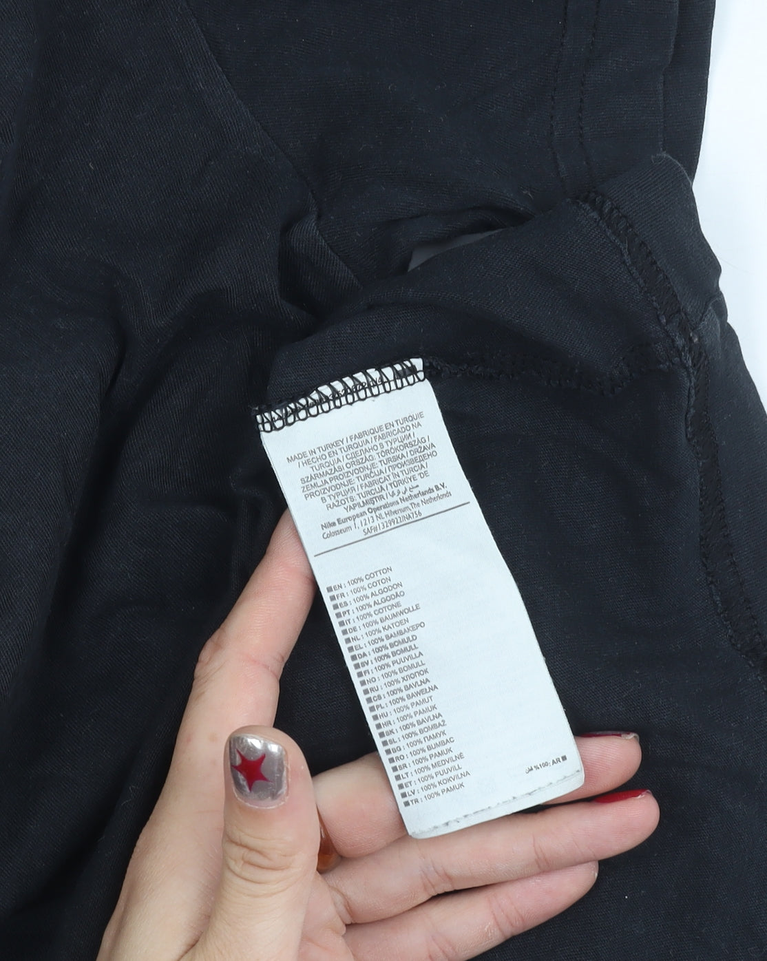 Nike Mens Black Graphic Print Cotton T-Shirt Size S Crew Neck