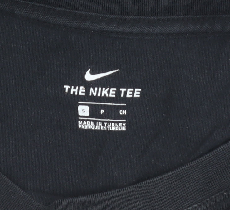 Nike Mens Black Graphic Print Cotton T-Shirt Size S Crew Neck