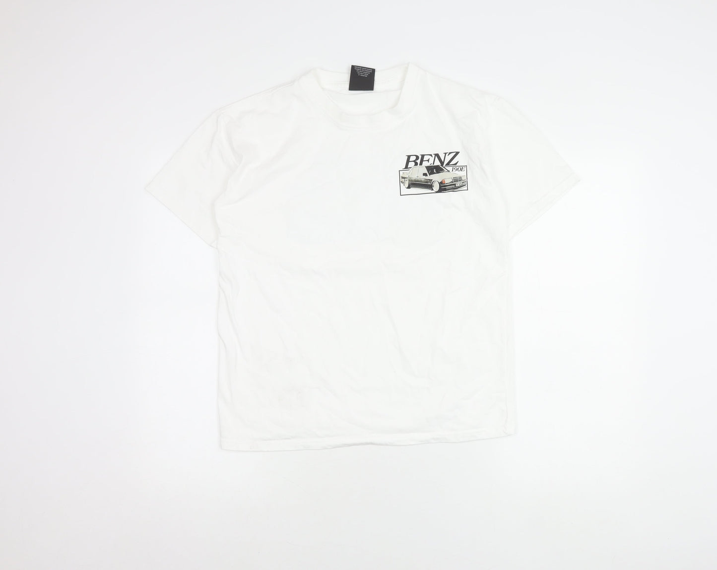 Vintage Giant Tee Jays Unisex White Small Benz Car Graphic T-Shirt