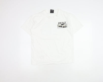 Vintage Giant Tee Jays Unisex White Small Benz Car Graphic T-Shirt