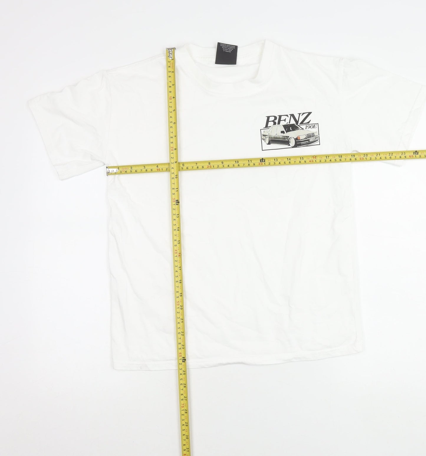 Vintage Giant Tee Jays Unisex White Small Benz Car Graphic T-Shirt