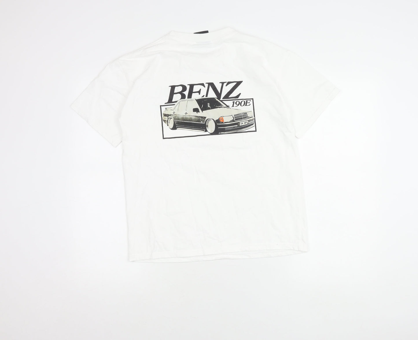 Vintage Giant Tee Jays Unisex White Small Benz Car Graphic T-Shirt