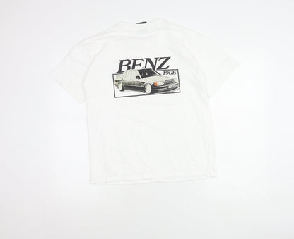 Vintage Giant Tee Jays Unisex White Small Benz Car Graphic T-Shirt