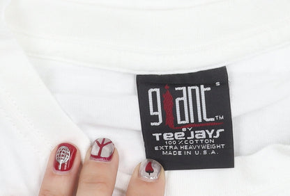 Vintage Giant Tee Jays Unisex White Small Benz Car Graphic T-Shirt