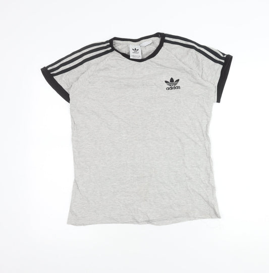 Adidas Men Grey Regular Fit Cotton Crew Neck T-Shirt M