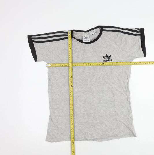 Adidas Men Grey Regular Fit Cotton Crew Neck T-Shirt M