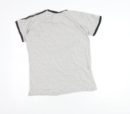 Adidas Men Grey Regular Fit Cotton Crew Neck T-Shirt M