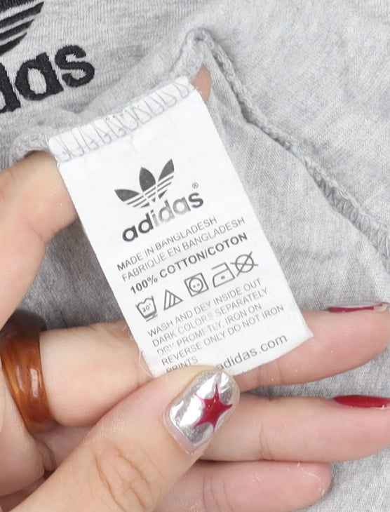 Adidas Men Grey Regular Fit Cotton Crew Neck T-Shirt M