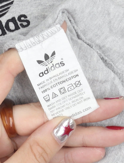 Adidas Men Grey Regular Fit Cotton Crew Neck T-Shirt M