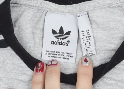 Adidas Men Grey Regular Fit Cotton Crew Neck T-Shirt M