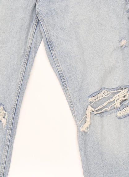 Zara Women’s Blue Distressed Straight Jeans Size 12 High Rise