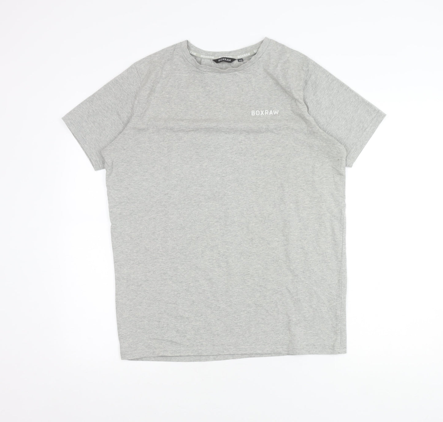 BOXRAW Men's Grey XS Crew Neck Short Sleeve Cotton T-Shirt