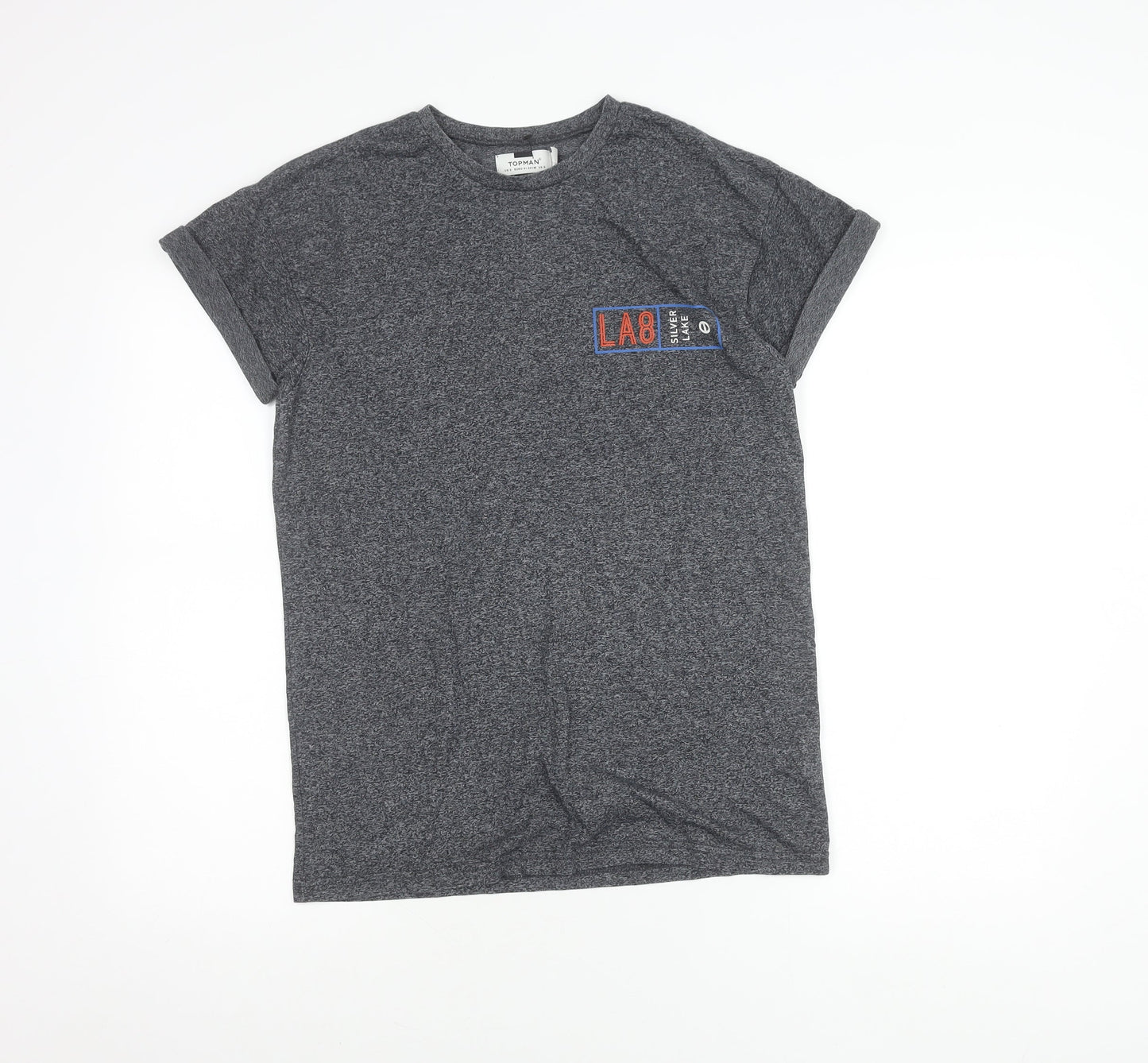 Topman Men's Grey Graphic Print LA8 T-Shirt Size S Regular Fit