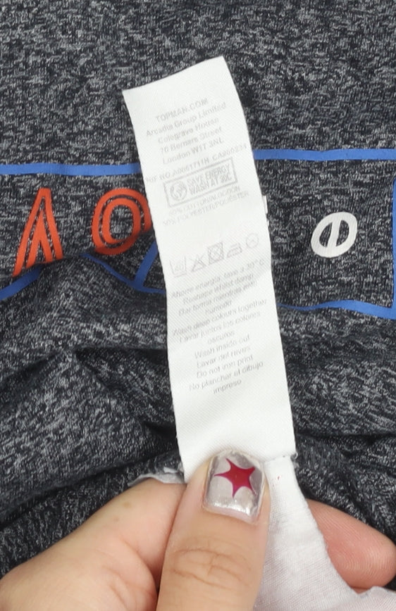 Topman Men's Grey Graphic Print LA8 T-Shirt Size S Regular Fit