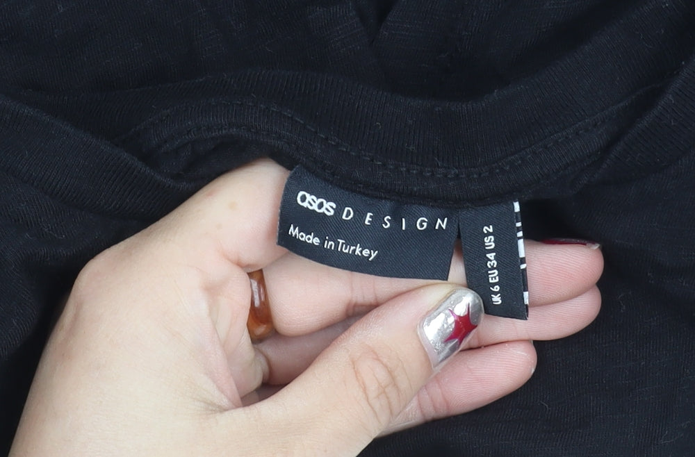 Womens UK Size 6 ASOS DESIGN Black Basic T-Shirt