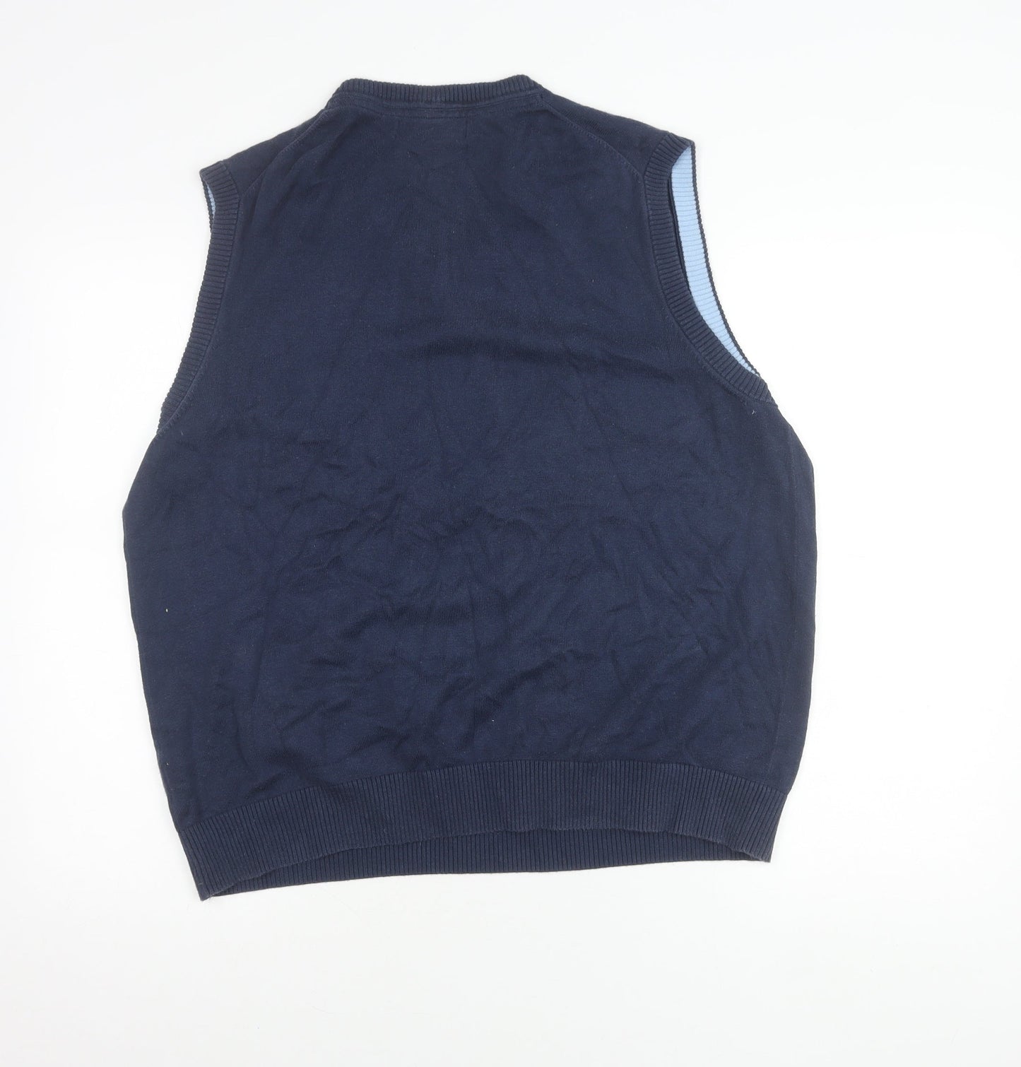 Crew Clothing Co. Men's 2XL Blue Cotton V-Neck Sleeveless Vest Jumper