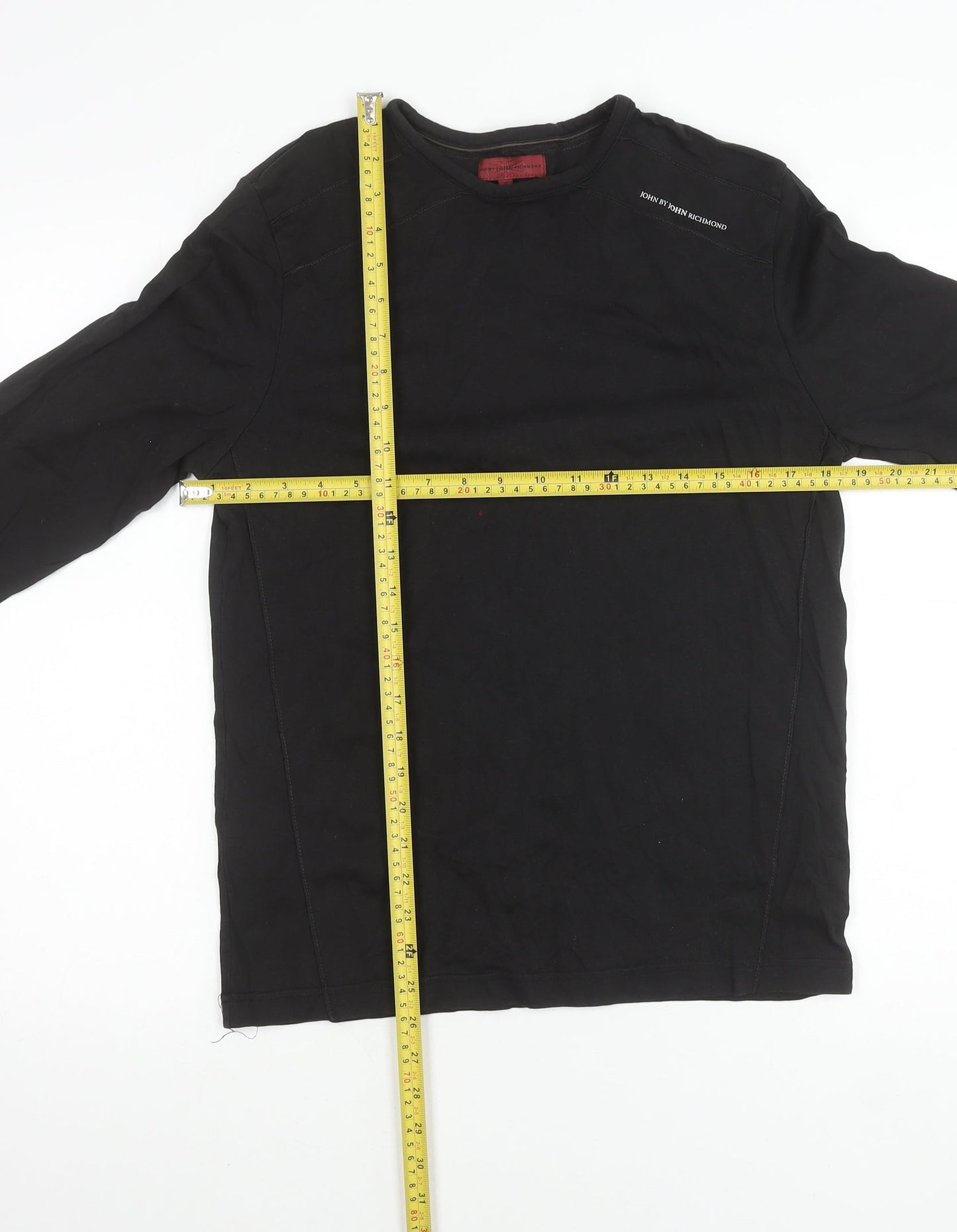 John Richmond Men’s Black Long Sleeve Cotton T-Shirt S