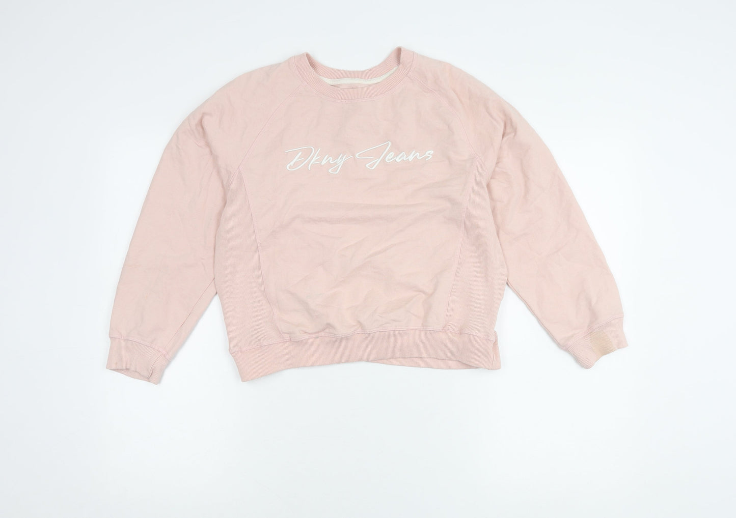 DKNY Jeans Teens Pink Logo Sweatshirt L (12/14) Cotton Blend