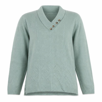 Womens UK Size M Future Lady Green Henley Jumper