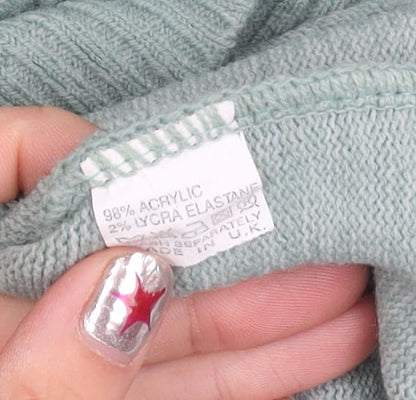 Future Lady Womens Green Henley Jumper M V-Neck Long Sleeve Knit