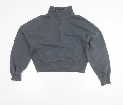 Abercrombie & Fitch Women’s Grey Small 1/4 Zip Sweatshirt Cotton Blend