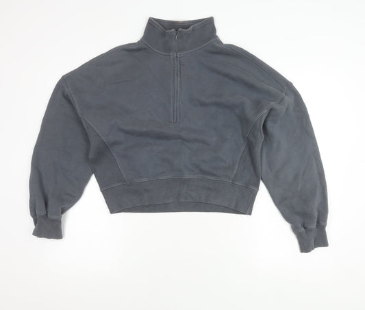 Abercrombie & Fitch Women’s Grey Small 1/4 Zip Sweatshirt Cotton Blend