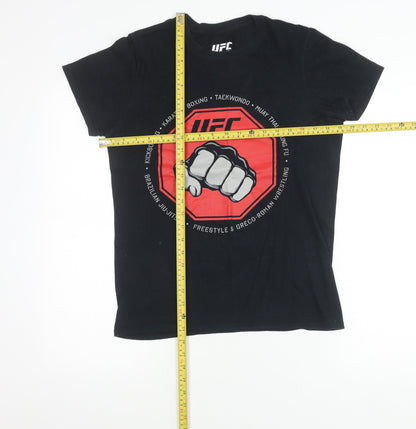 UFC Mens Black Small Graphic Sports T-Shirt Crew Neck Regular Fit