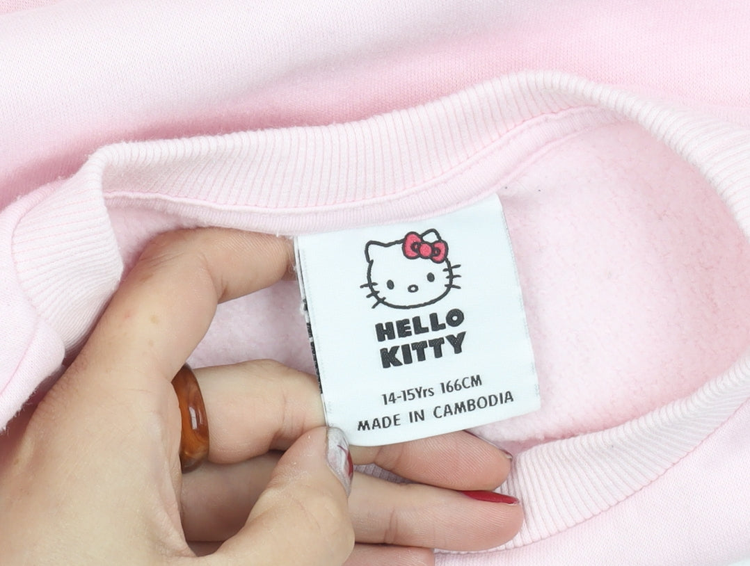 Hello Kitty Girls Pink Pullover Sweatshirt 14-15 Years Graphic Print