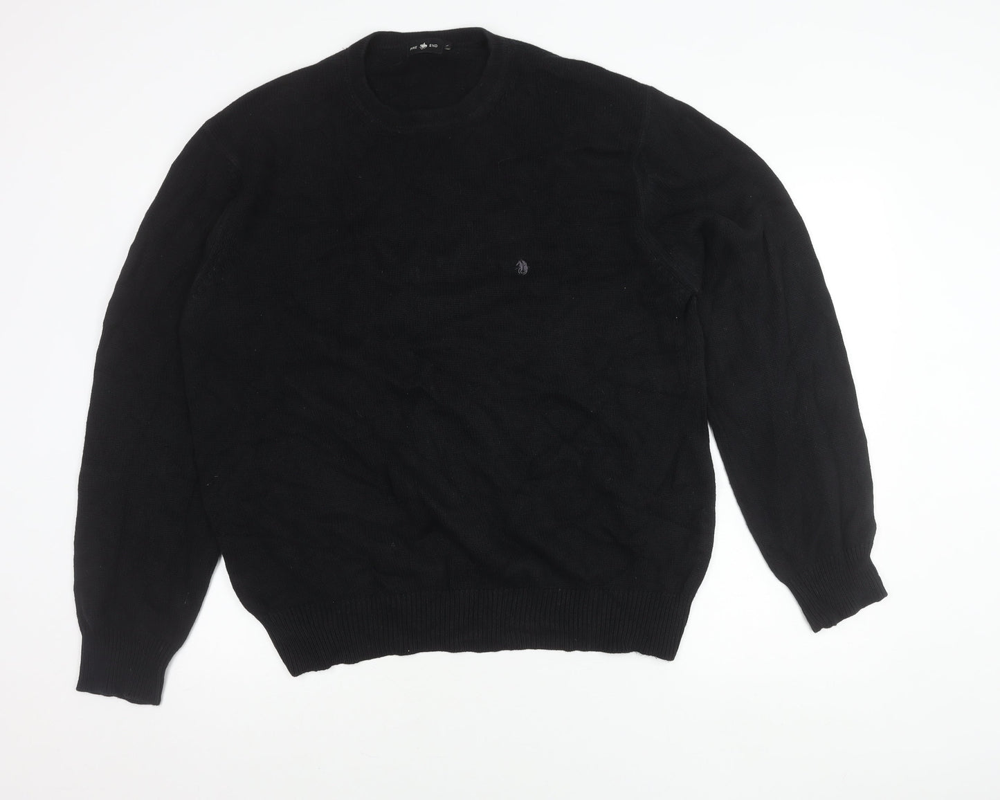 Pre End Mens Black L Pullover Jumper Knit Crew Neck Long Sleeve