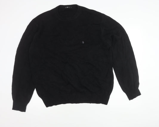 Pre End Mens Black L Pullover Jumper Knit Crew Neck Long Sleeve
