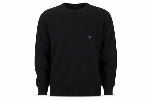 Pre End Mens Black L Pullover Jumper Knit Crew Neck Long Sleeve
