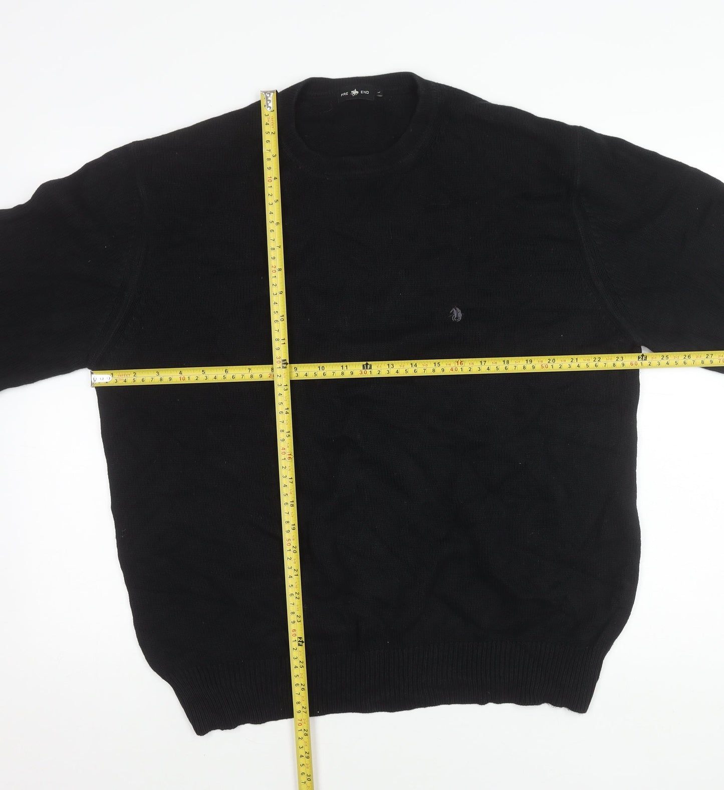 Pre End Mens Black L Pullover Jumper Knit Crew Neck Long Sleeve