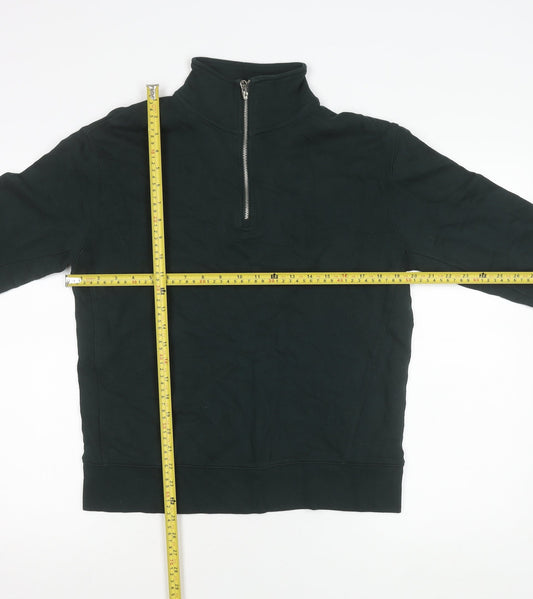 Zara Men’s Green S High Neck 1/2 Zip Sweatshirt Long Sleeve