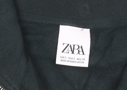 Zara Men’s Green S High Neck 1/2 Zip Sweatshirt Long Sleeve