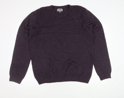 Marks and Spencer Men’s Purple L Cable Knit Jumper Crew Neck