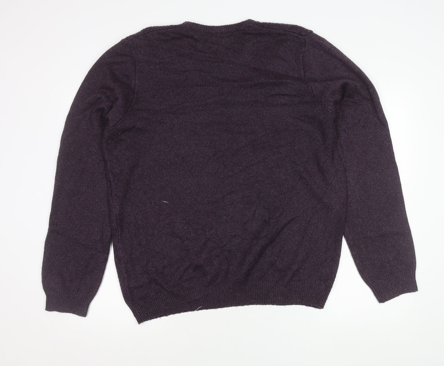 Marks and Spencer Men’s Purple L Cable Knit Jumper Crew Neck
