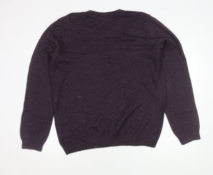 Marks and Spencer Men’s Purple L Cable Knit Jumper Crew Neck