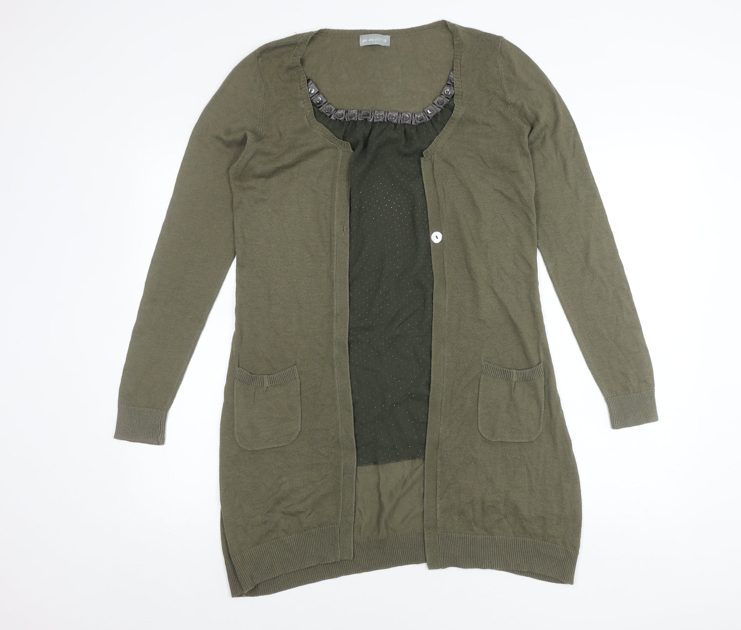 Womens UK Size 12 Marks and Spencer Green Cardigan Jumper