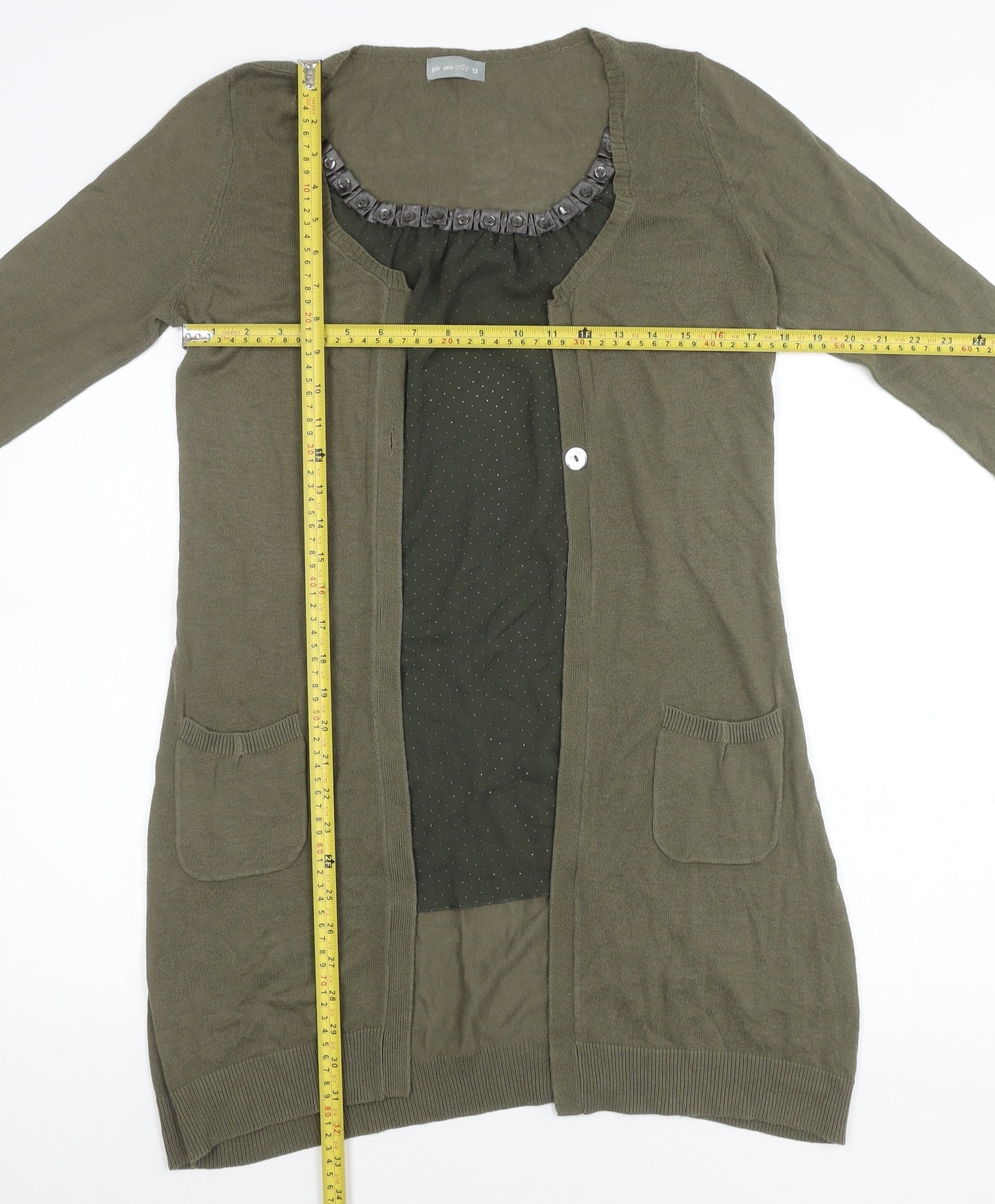 Womens UK Size 12 Marks and Spencer Green Cardigan Jumper