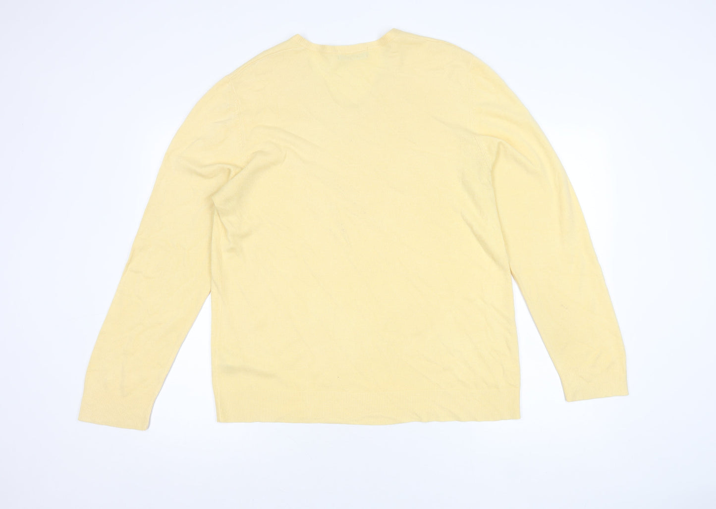 Marks and Spencer Men’s Yellow V-Neck Acrylic Jumper Size L