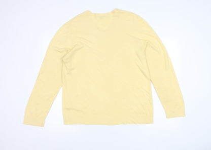 Marks and Spencer Men’s Yellow V-Neck Acrylic Jumper Size L
