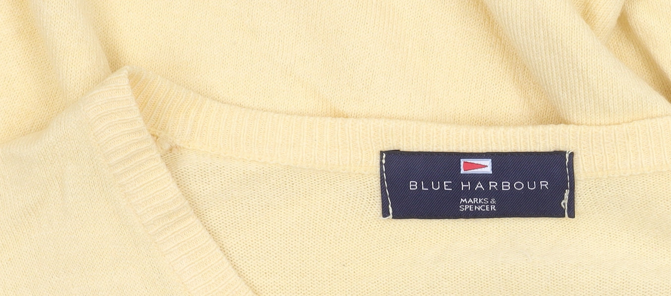 Marks and Spencer Men’s Yellow V-Neck Acrylic Jumper Size L